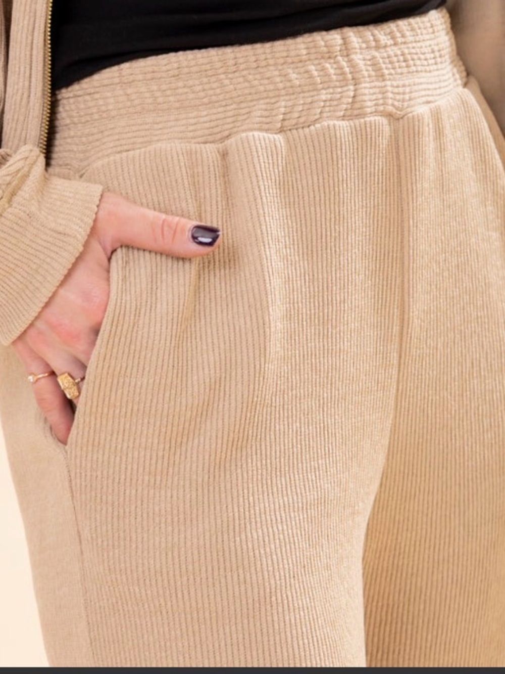 Charlotte Avery Ribbed Knit Pull-On Pants